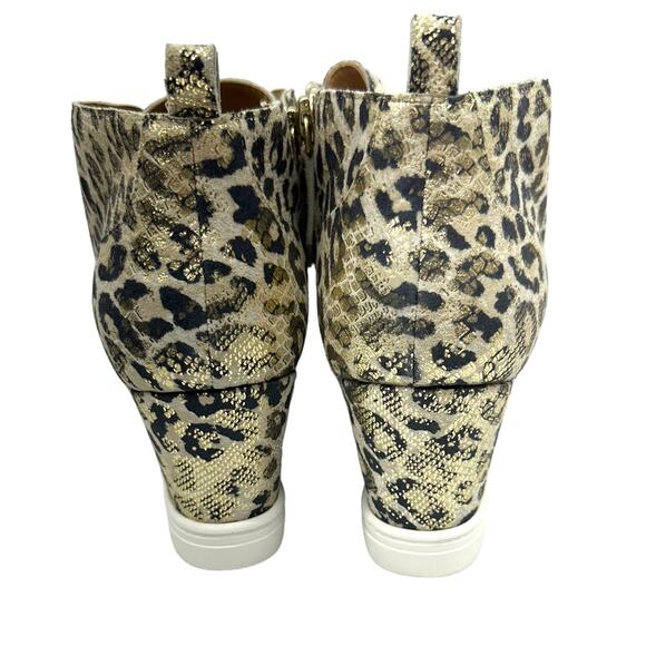 LINEA PAOLO Felicia III Wedge Platform Sneaker Metallic Gold Snake Leopard 8 - Picture 4 of 8